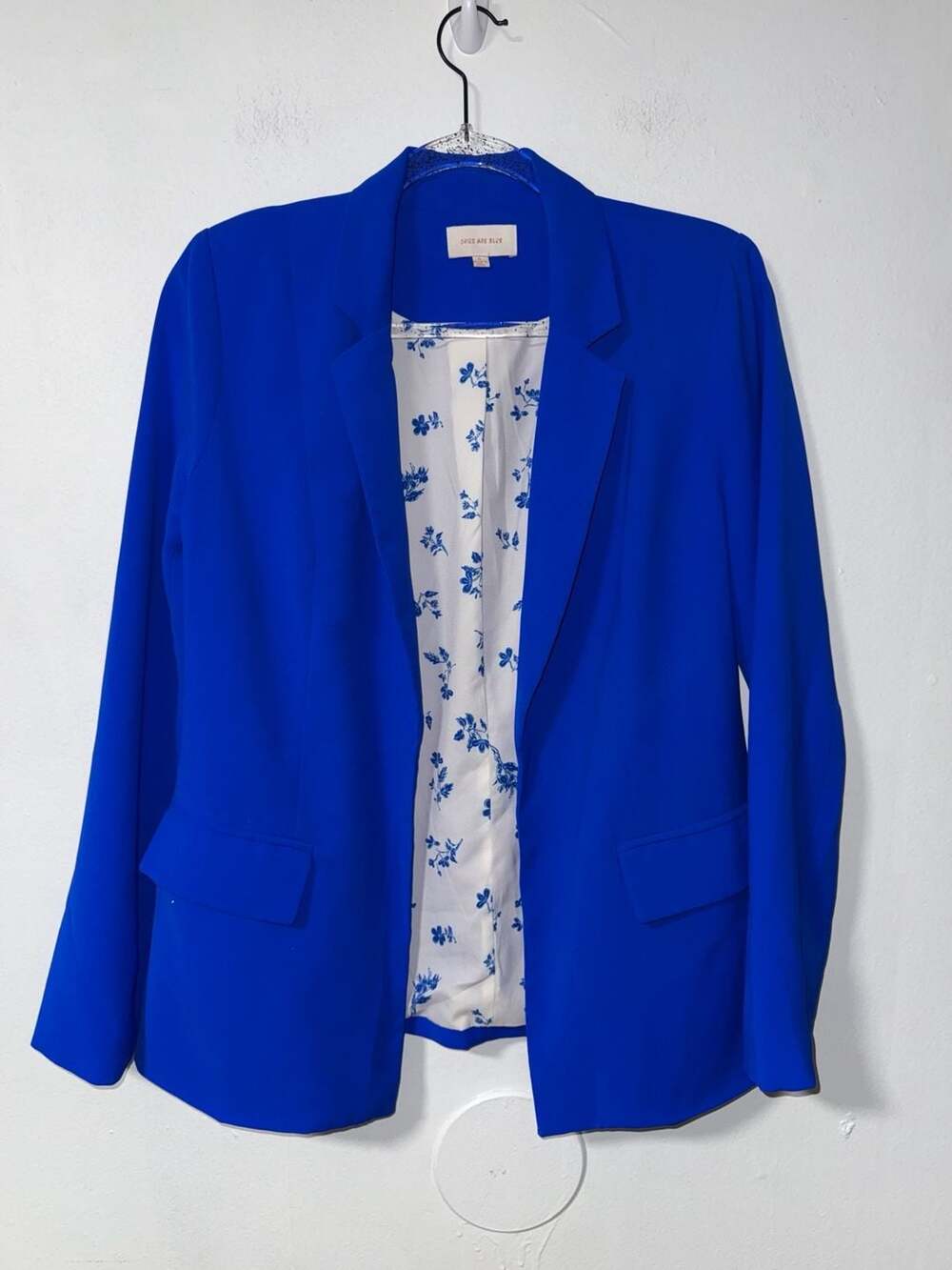 Skies Are Blue Blazer Size S Royal Blue Floral Lined